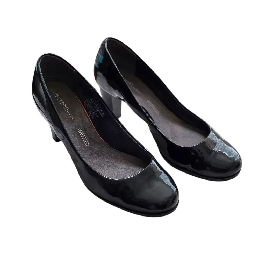 Rockport AdiPrene Navy Patent Leather Women's Shoes With Rubber Sole